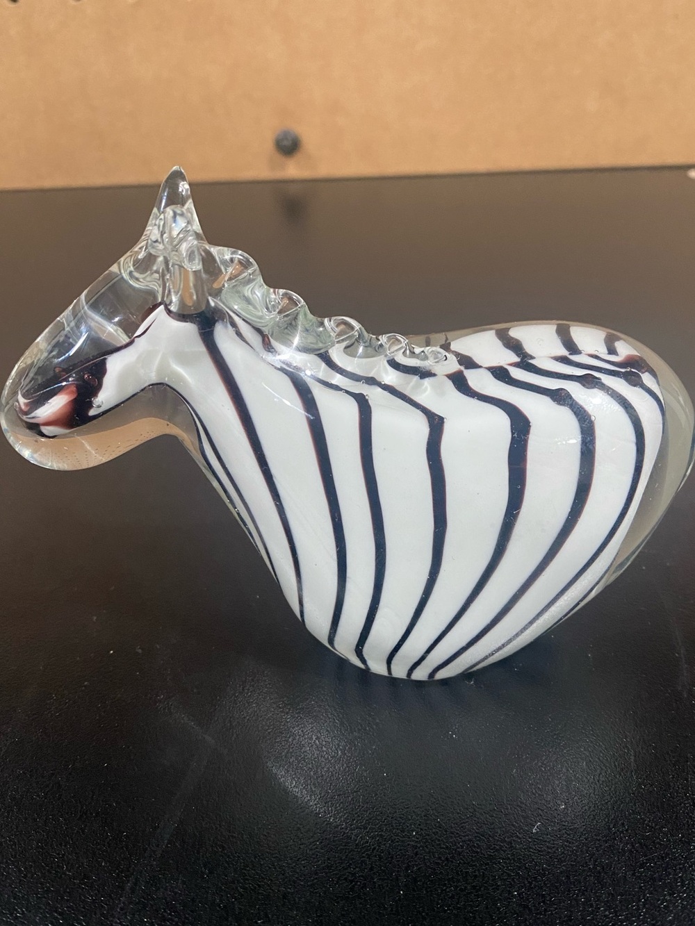 Art Glass Zebra Paperweight Office Desk Zoo Africa Animal Stub Tail
